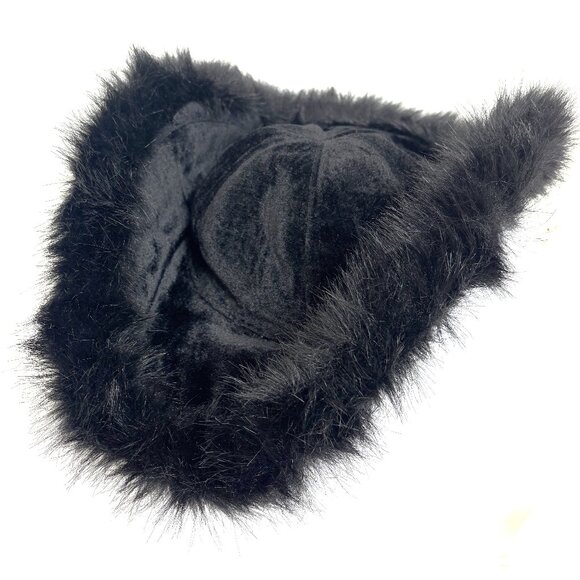 ELOPE 70’s Style Black Velvet Pimp Big Daddy w/ Fur trim Hat Vtg - Picture 1 of 12